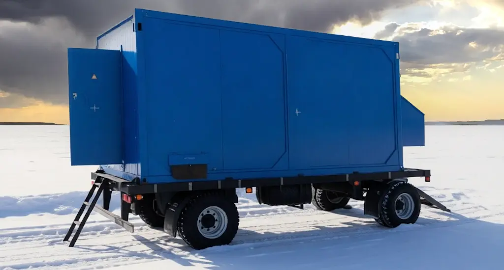 Передвижная контейнерная электростанция на прицепе мощностью 100 кВт Передвижная контейнерная ДГУ мощность 100 кВт на прицепе